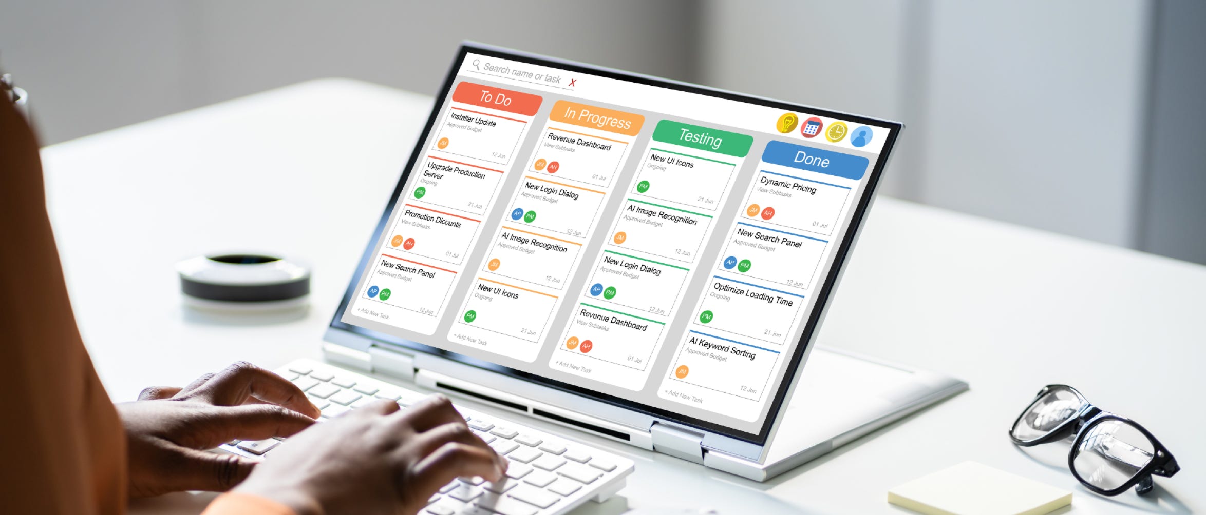 Agile Project Management on a laptop